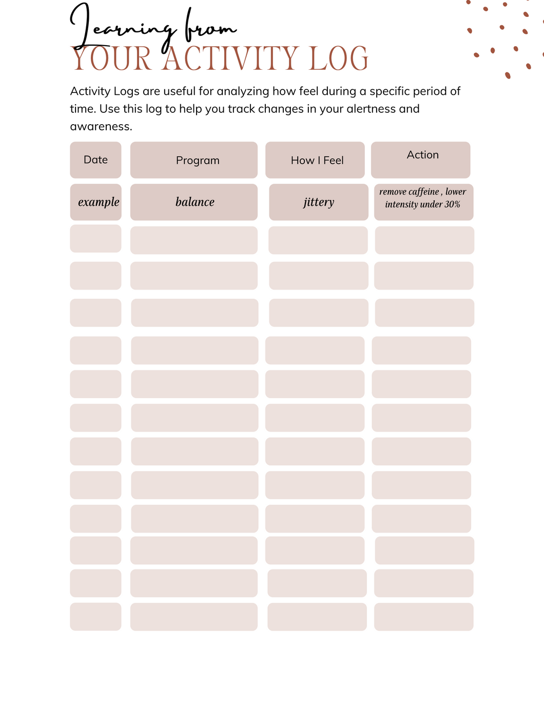 Feeling  and Activity Log